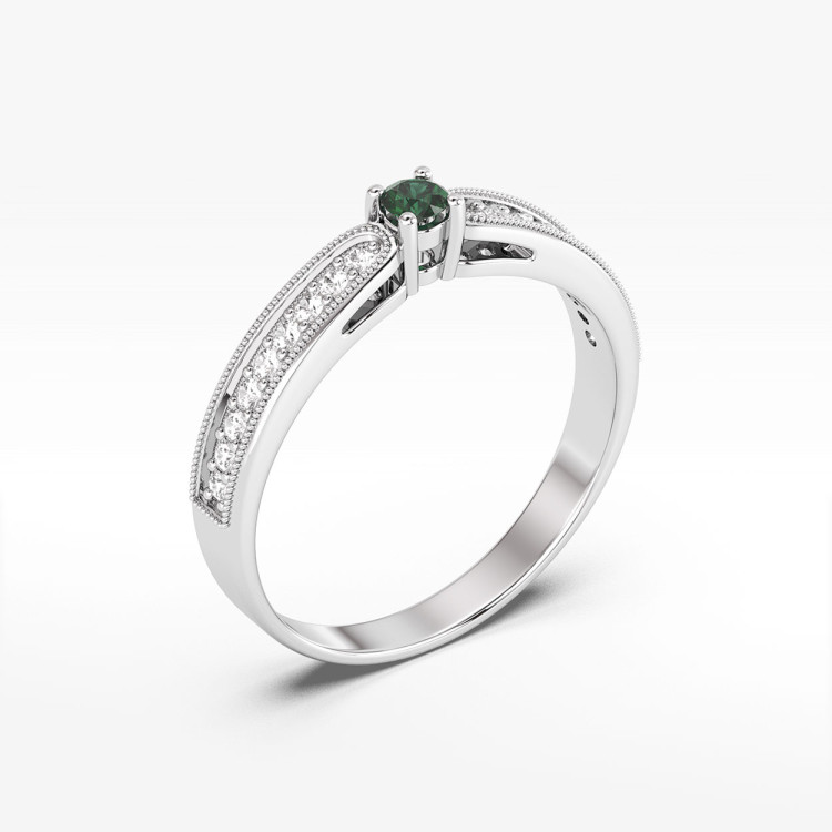 Pierścionek z szmaragdem i diamentami