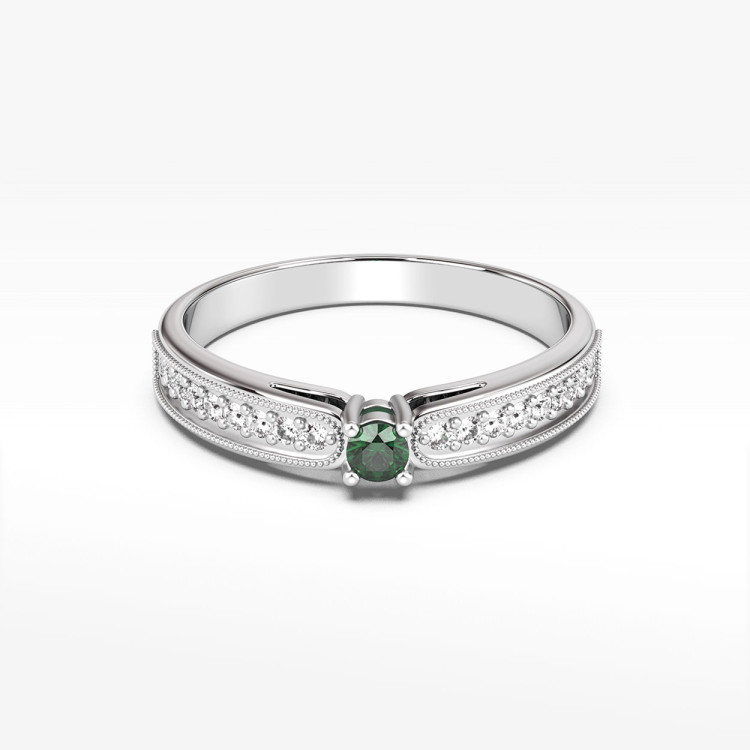 Pierścionek z szmaragdem i diamentami