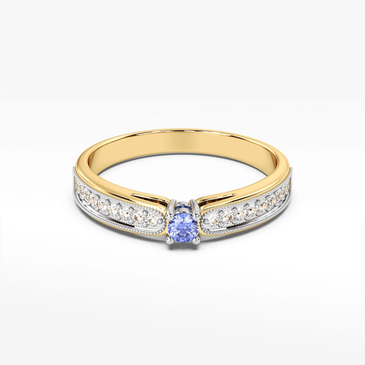 Pierścionek z tanzanitem i diamentami