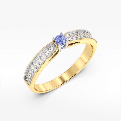 Pierścionek z tanzanitem i diamentami