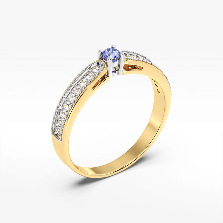 Pierścionek z tanzanitem i diamentami