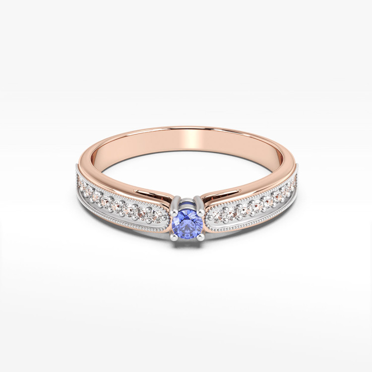 Pierścionek z tanzanitem i diamentami