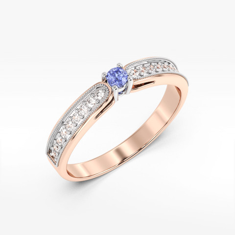 Pierścionek z tanzanitem i diamentami