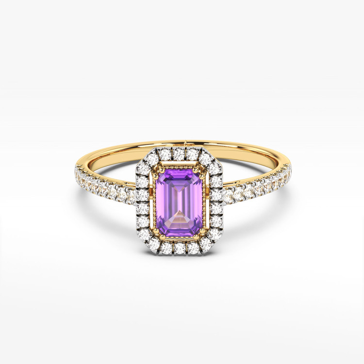 Pierścionek z ametystem i diamentami