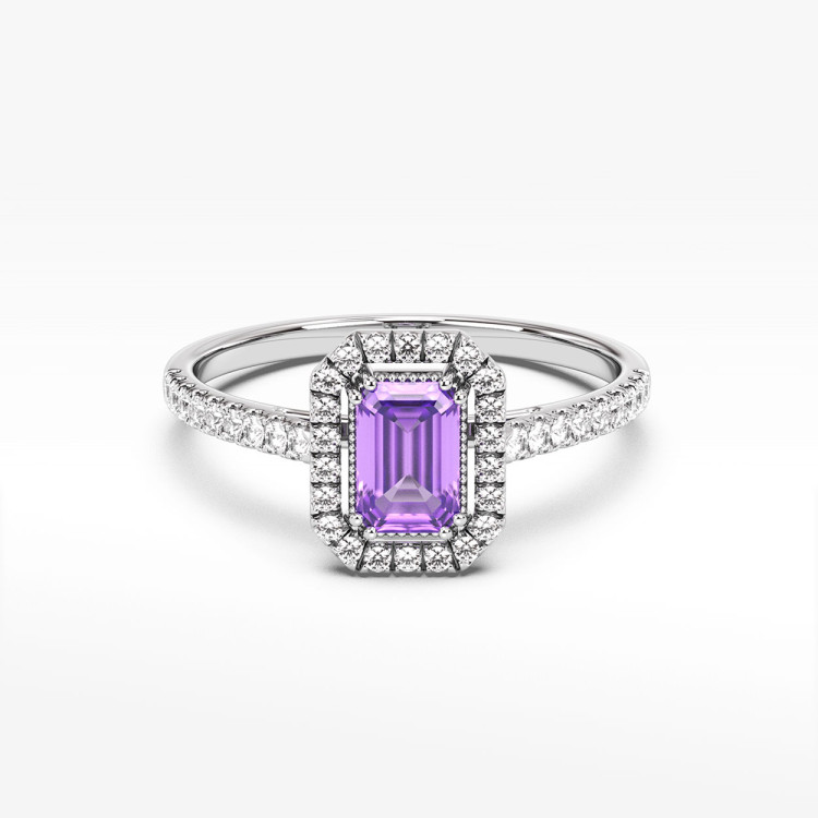 Pierścionek z ametystem i diamentami