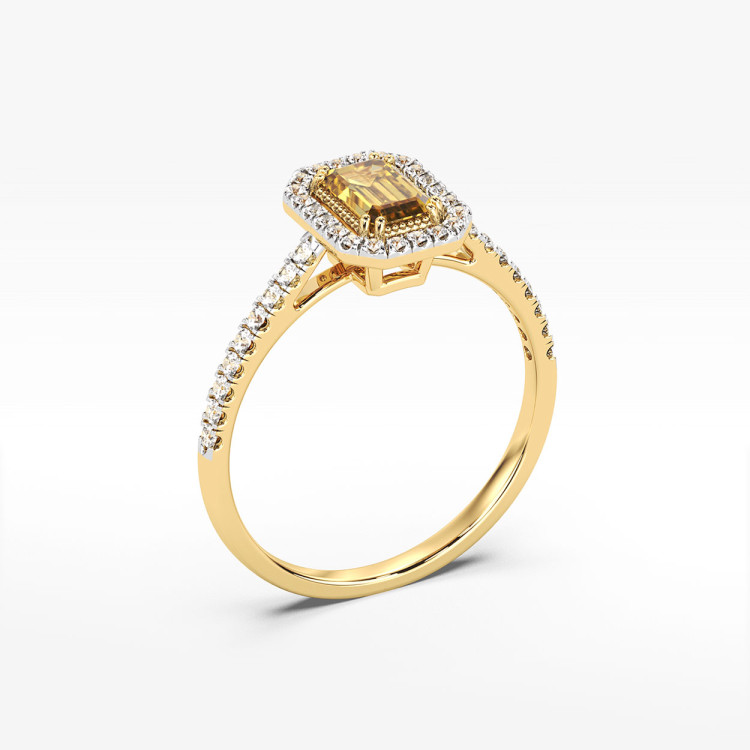 Pierścionek z cytrynem i diamentami