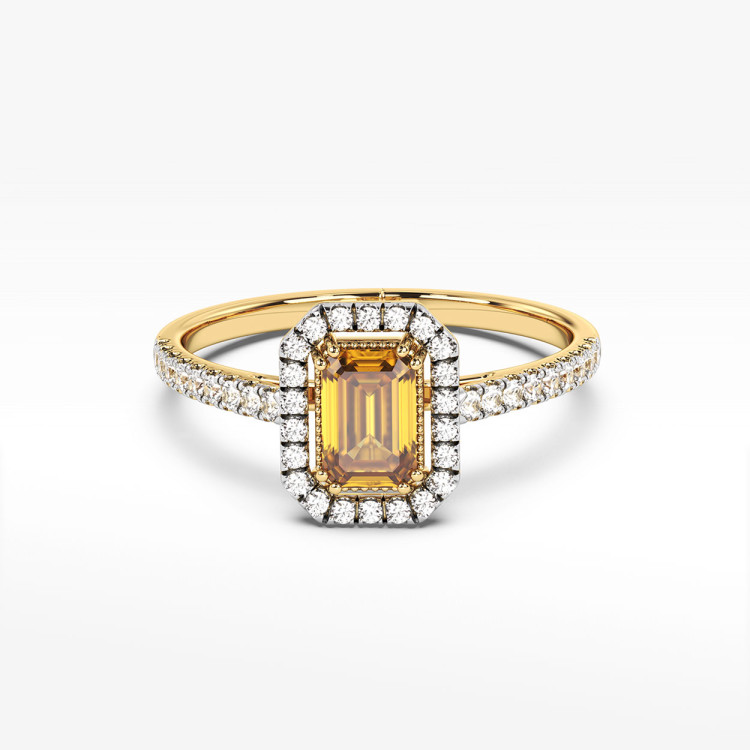 Pierścionek z cytrynem i diamentami