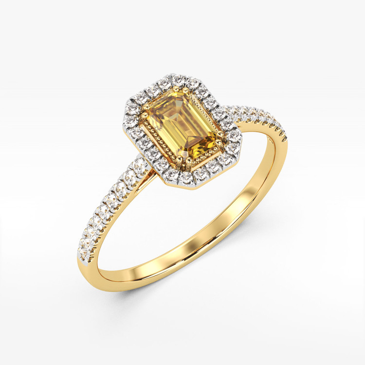 Pierścionek z cytrynem i diamentami