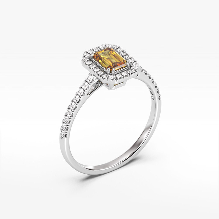 Pierścionek z cytrynem i diamentami