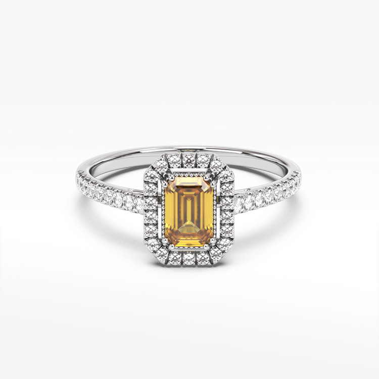 Pierścionek z cytrynem i diamentami