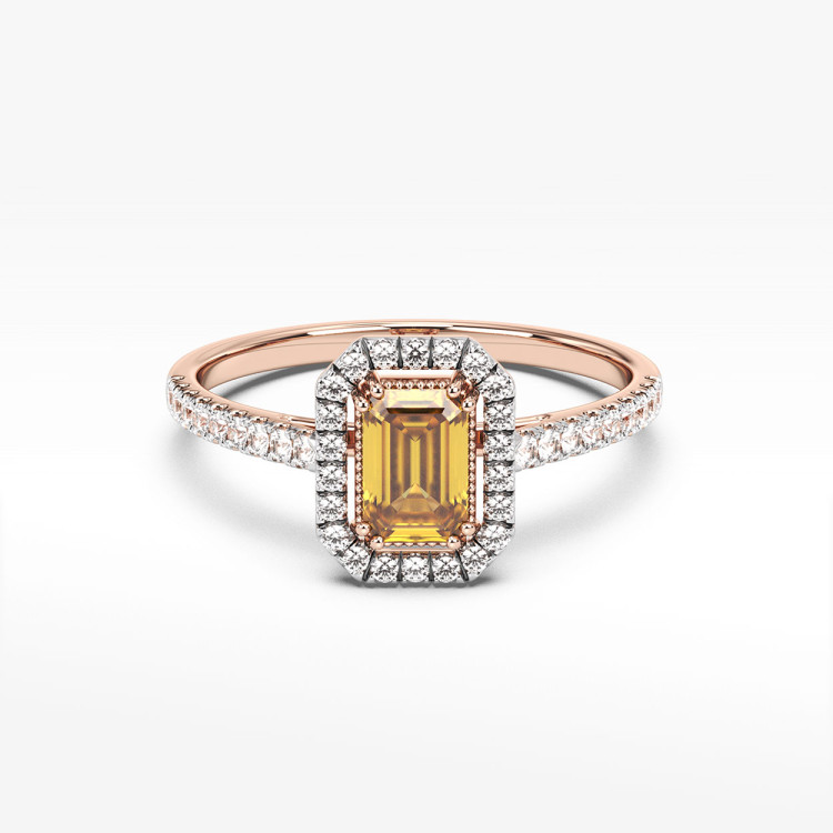 Pierścionek z cytrynem i diamentami