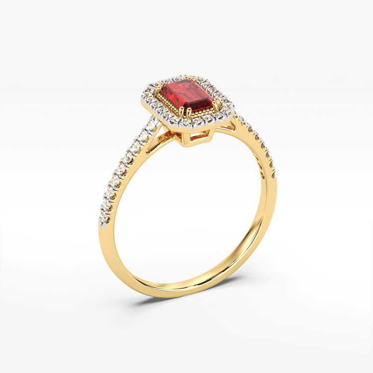 Pierścionek z rubinami i diamentami