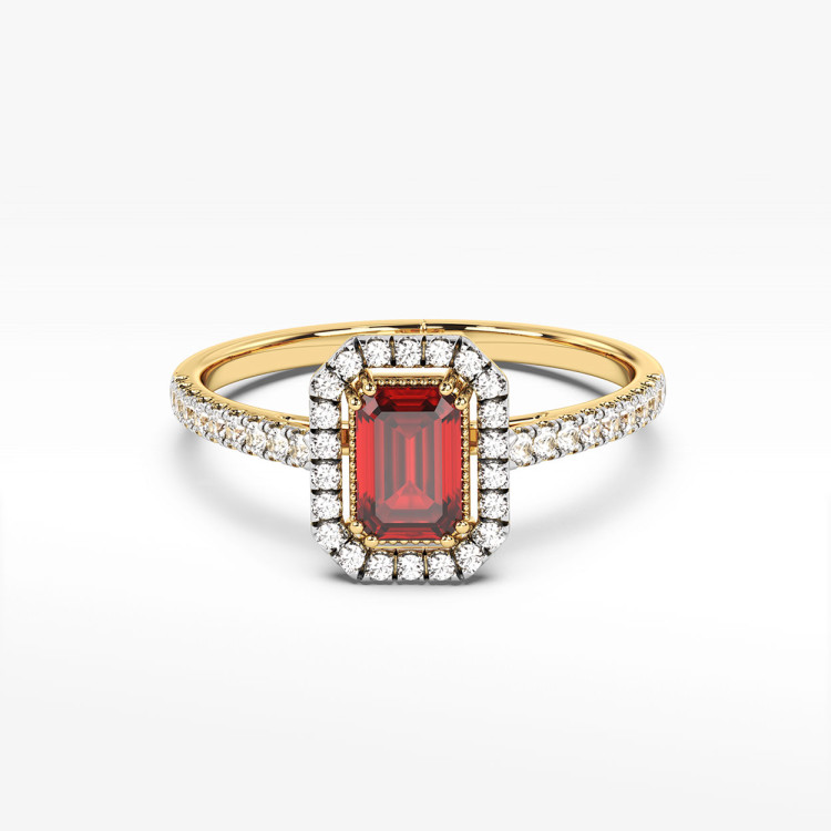 Pierścionek z rubinami i diamentami