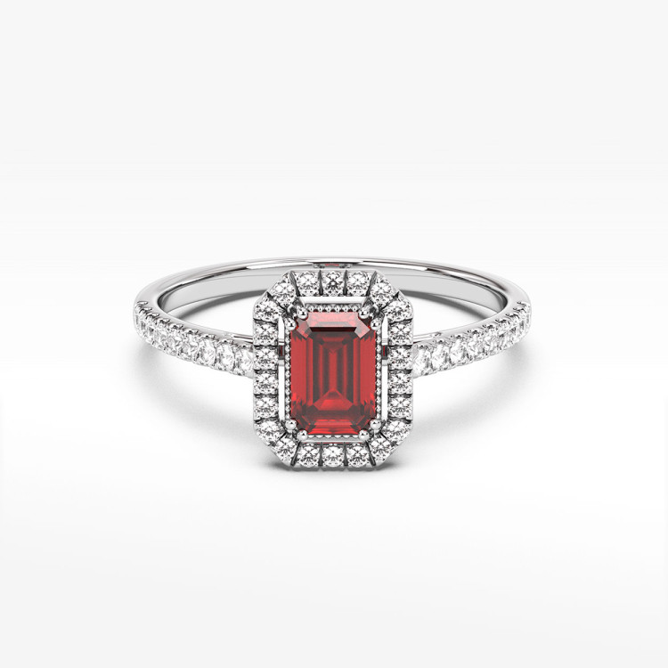 Pierścionek z rubinami i diamentami