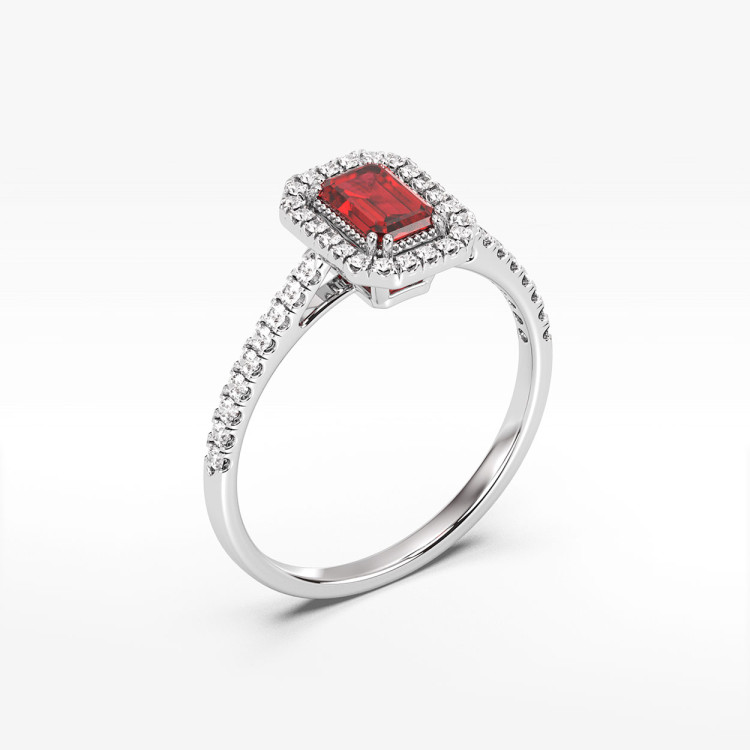 Pierścionek z rubinami i diamentami