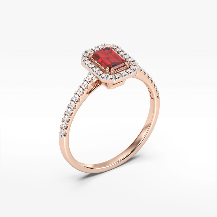 Pierścionek z rubinami i diamentami