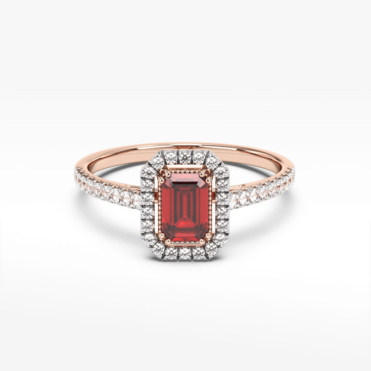 Pierścionek z rubinami i diamentami