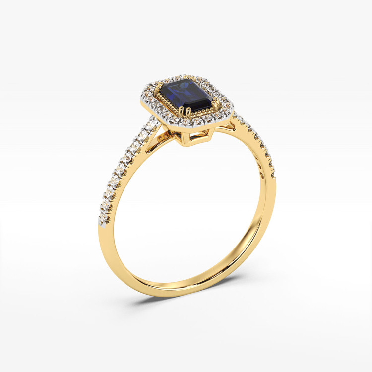 Złoty pierścionek z szafirami