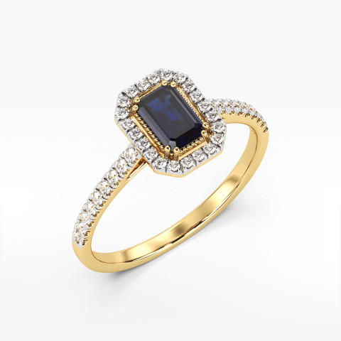 Złoty pierścionek z szafirami