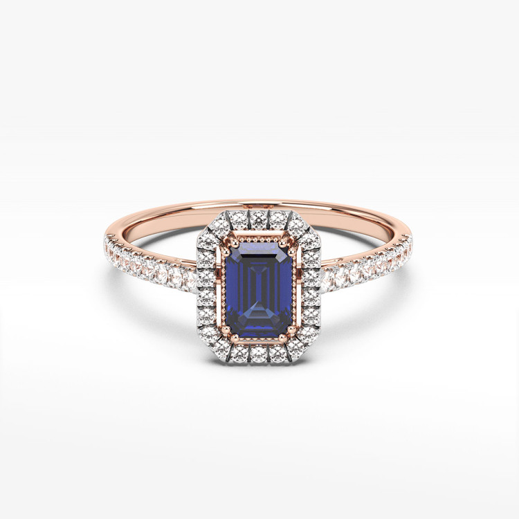 Złoty pierścionek z szafirami