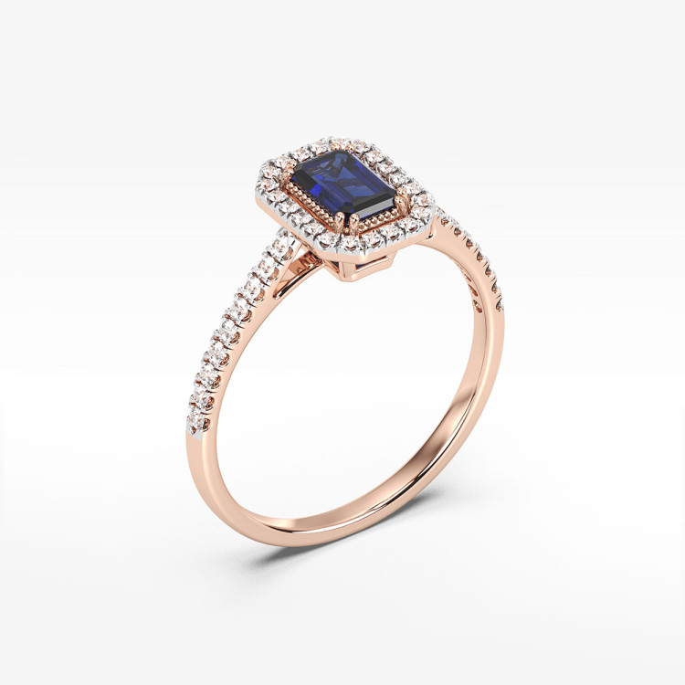 Złoty pierścionek z szafirami