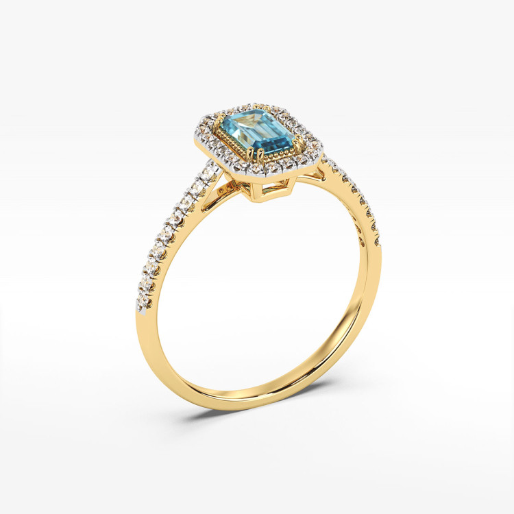 Pierścionek z topazem i diamentami