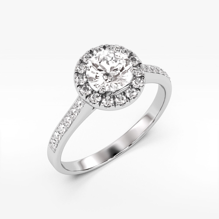 Pierścionek z białego złota z diamentami