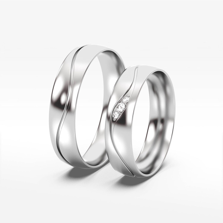 Obrączki ślubne z białego złota 5mm półokrągłe