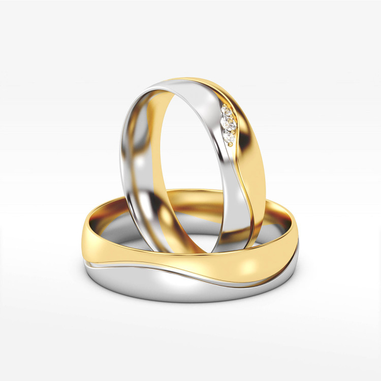 Obrączki ślubne z dwukolorowego złota 5mm półokrągłe