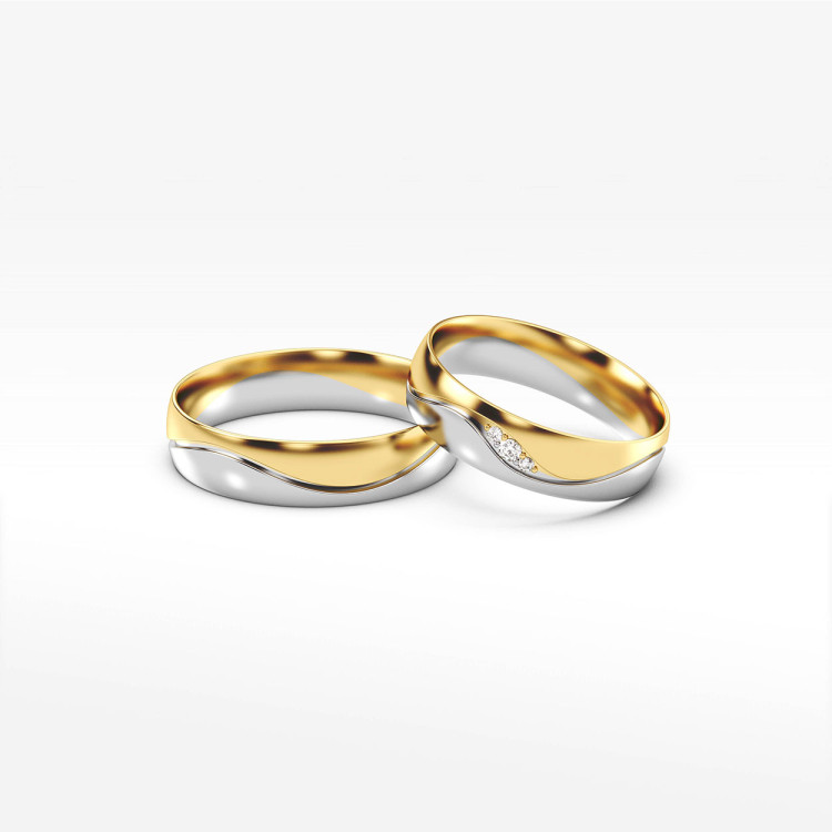 Obrączki ślubne z dwukolorowego złota 5mm półokrągłe