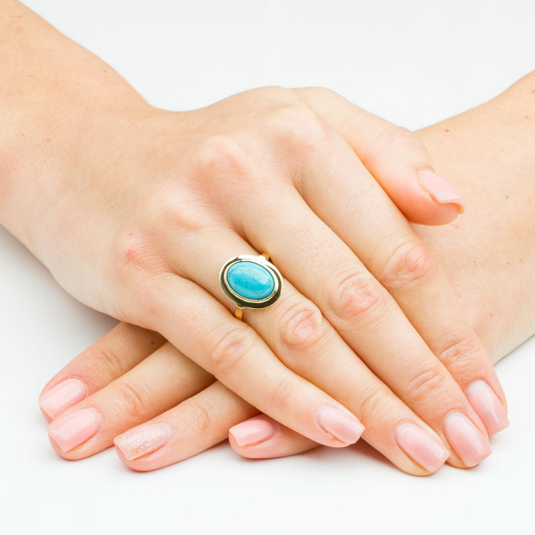 Pierścionek ze złota z turkusem