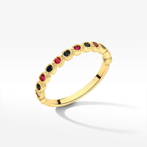 Pierścionek ze złota z kolorowymi cyrkoniami