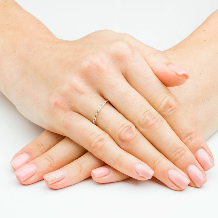 Pierścionek ze złota z kolorowymi cyrkoniami