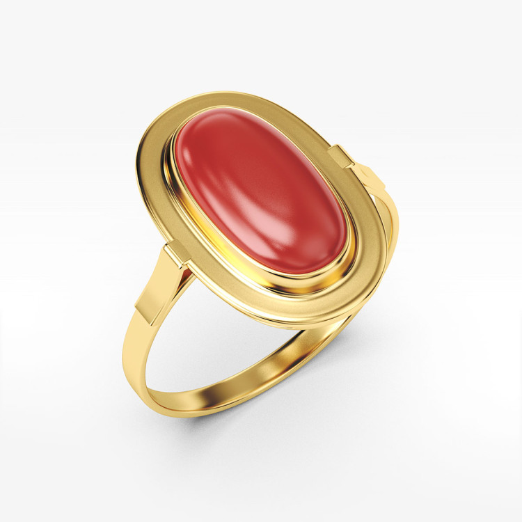 Pierścionek ze złota z koralem