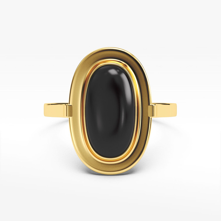 Pierścionek ze złota z onyksem
