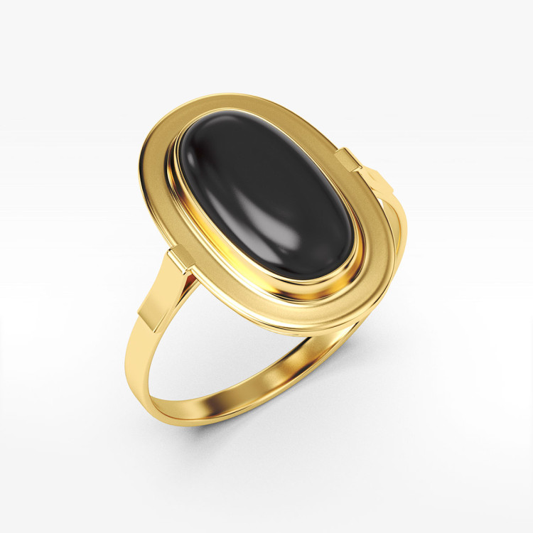 Pierścionek ze złota z onyksem