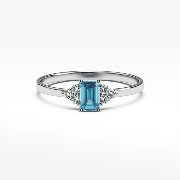 Pierścionek ze złota z błękitną cyrkonią