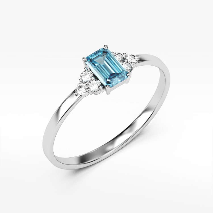 Pierścionek ze złota z błękitną cyrkonią