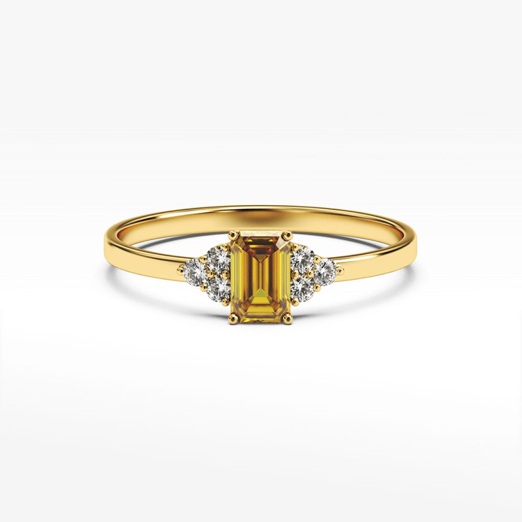 Pierścionek ze złota z żółtą cyrkonią