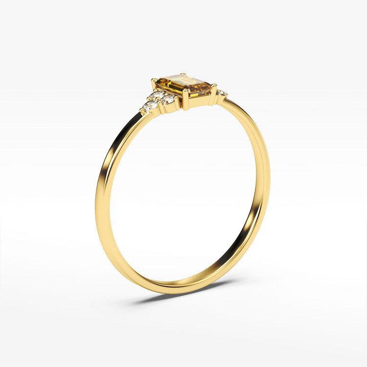 Pierścionek ze złota z żółtą cyrkonią