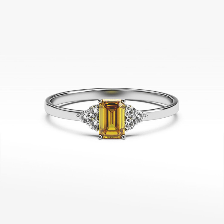 Pierścionek ze złota z żółtą cyrkonią