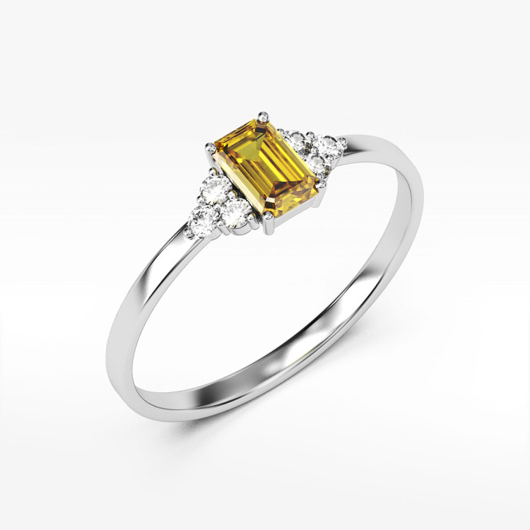 Pierścionek ze złota z żółtą cyrkonią