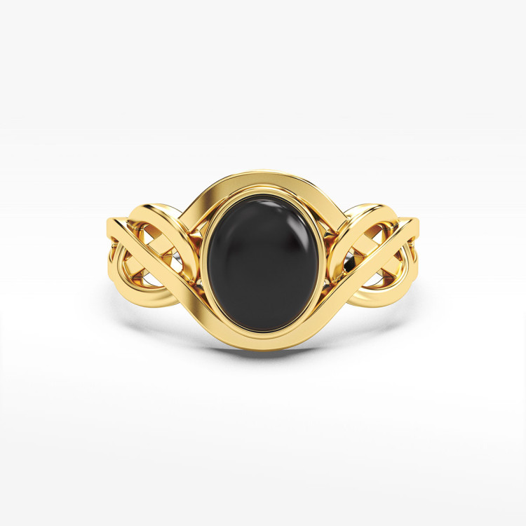 Pierścionek ze złota z onyksem