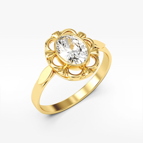 Pierścionek ze złota z białą cyrkonią