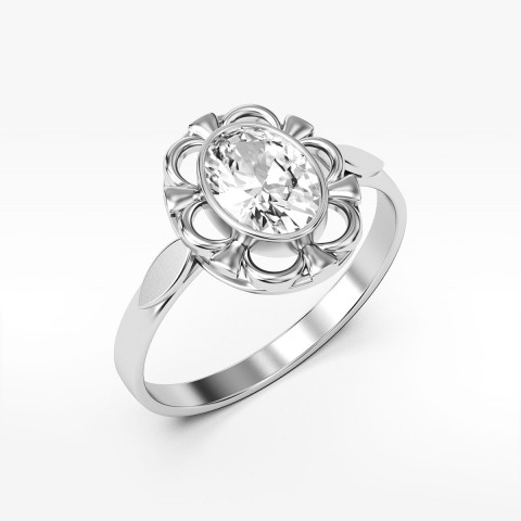 Pierścionek ze złota z białą cyrkonią