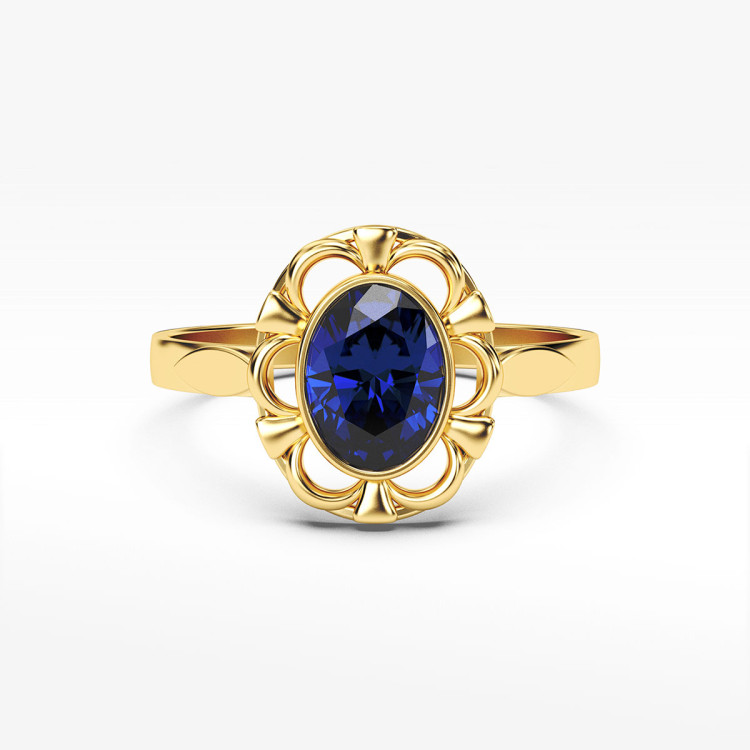 Pierścionek ze złota z niebieską cyrkonią