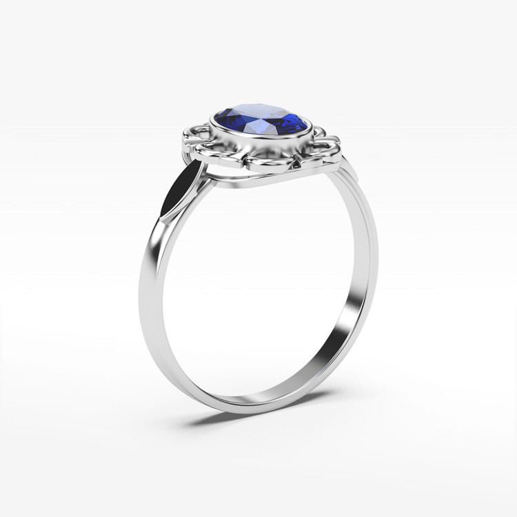 Pierścionek ze złota z niebieską cyrkonią