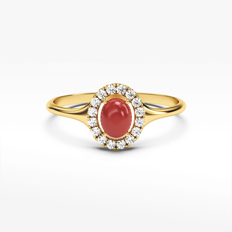 Pierścionek ze złota z koralem
