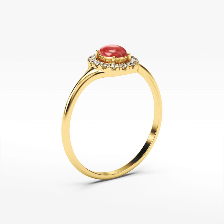 Pierścionek ze złota z koralem