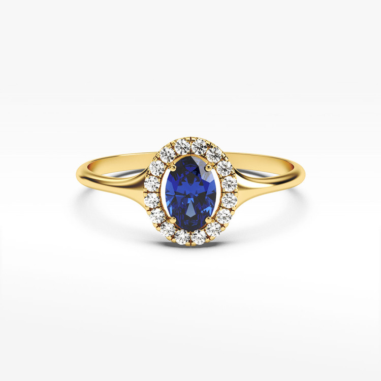 Pierścionek ze złota z niebieską cyrkonią